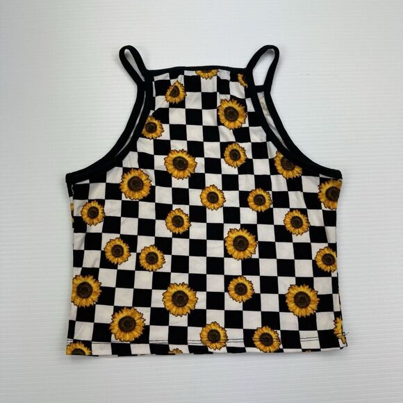 Black White Checkered Crop Tank Tops Set Size Small Y2K Rock Boho - Picture 5 of 15